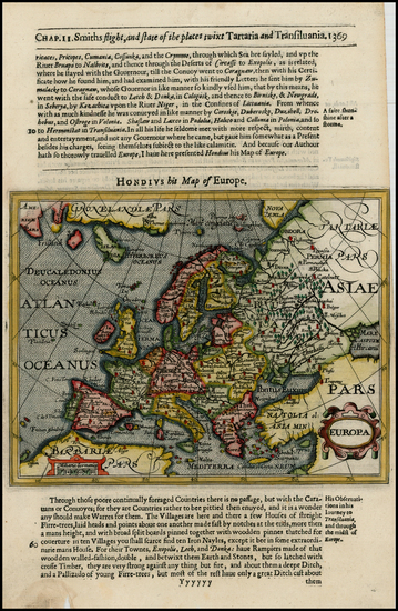 34-Europe and Europe Map By Jodocus Hondius / Samuel Purchas