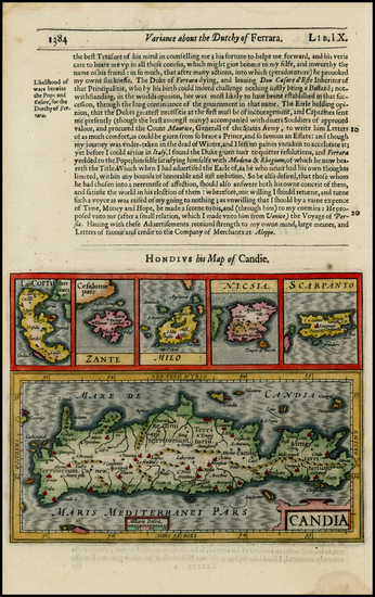 6-Mediterranean, Balearic Islands and Greece Map By Jodocus Hondius / Samuel Purchas