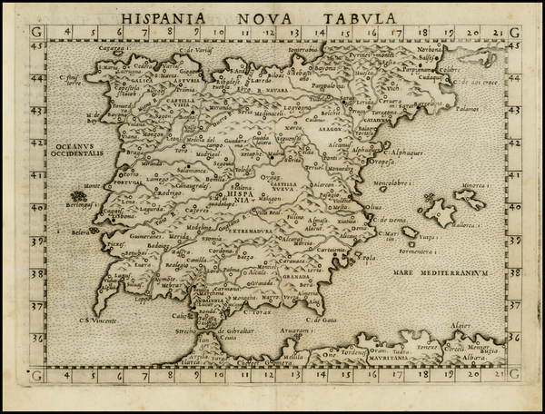16-Spain and Portugal Map By Girolamo Ruscelli