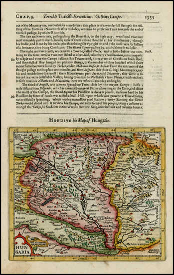 56-Hungary and Balkans Map By Jodocus Hondius / Samuel Purchas