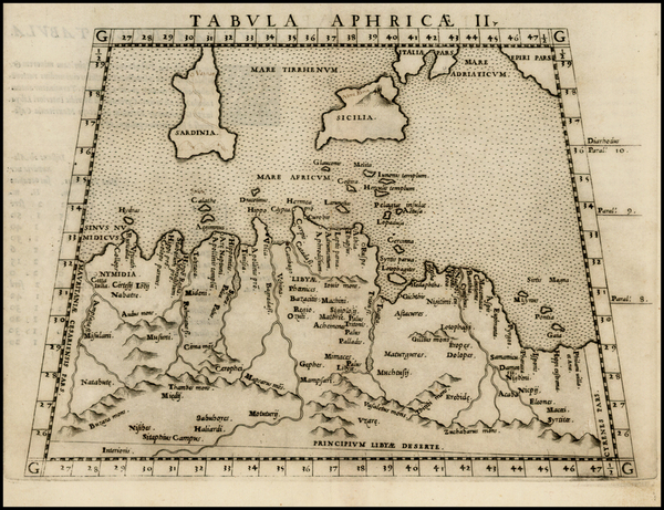 90-Mediterranean, Sicily, North Africa and Balearic Islands Map By Girolamo Ruscelli