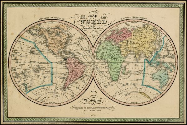 57-World and World Map By Thomas, Cowperthwait & Co.