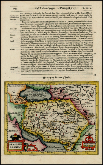 39-Central Asia & Caucasus and Middle East Map By Jodocus Hondius / Samuel Purchas