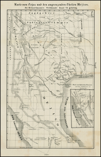 53-Texas, Plains, Southwest, Rocky Mountains, Mexico and California Map By Freidrich Heinzelmann