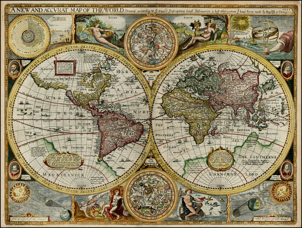 34-World, World and Celestial Maps Map By John Speed