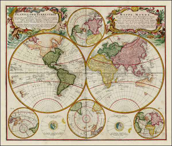 0-World, World and Polar Maps Map By Homann Heirs