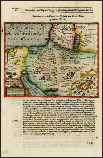 56-Middle East and Holy Land Map By Jodocus Hondius / Samuel Purchas
