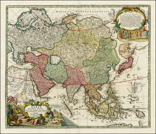 52-Asia, Asia, Australia & Oceania and Australia Map By Johann Baptist Homann