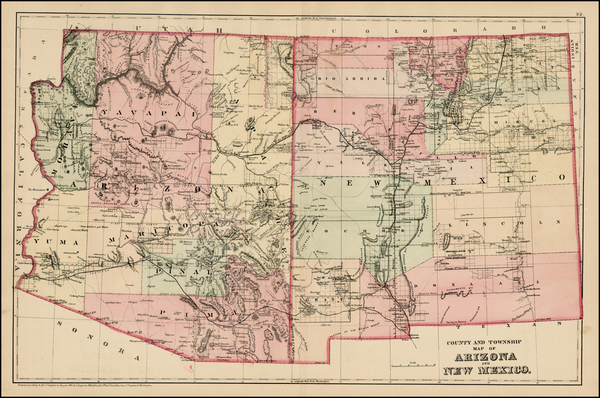 96-Southwest Map By Samuel Augustus Mitchell Jr.
