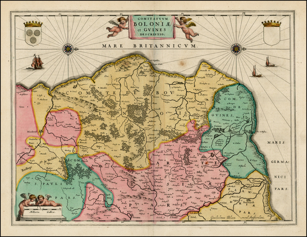 55-France and Nord et Nord-Est Map By Willem Janszoon Blaeu