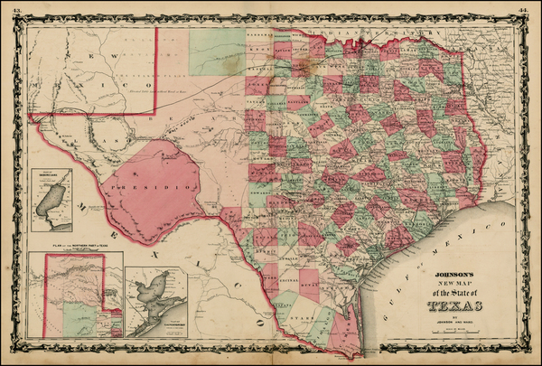 84-Texas Map By Benjamin P Ward  &  Alvin Jewett Johnson