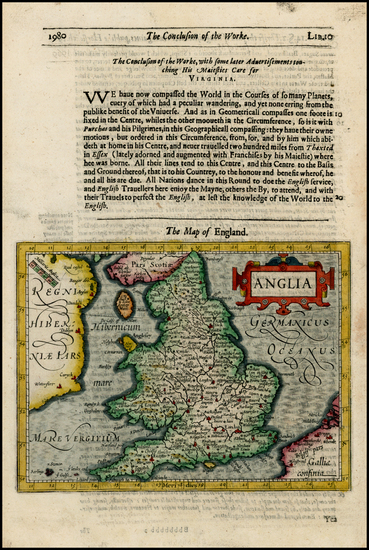 85-British Isles Map By Jodocus Hondius / Samuel Purchas