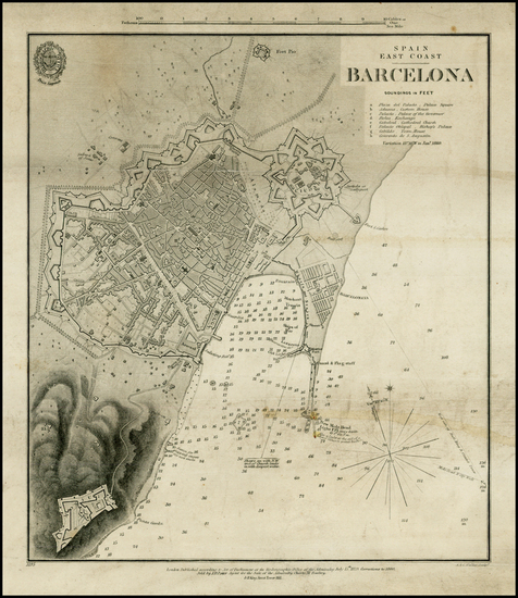 42-Spain Map By J & C Walker / British Admiralty