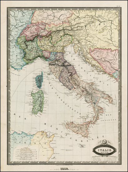 76-Italy Map By F.A. Garnier