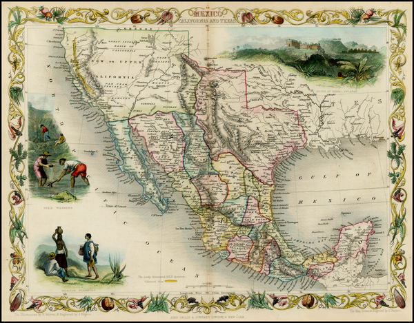 3-Texas, Southwest, Rocky Mountains, Mexico and California Map By John Tallis