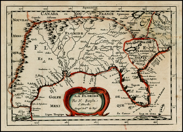 5-Florida, South and Southeast Map By Nicolas Sanson