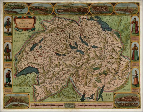 93-Switzerland Map By Jodocus Hondius