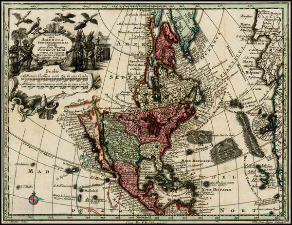 17-South America, California and America Map By Matthaus Seutter