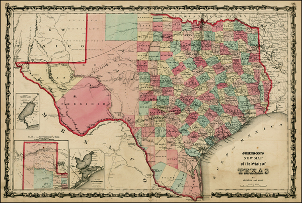 76-Texas Map By Benjamin P Ward  &  Alvin Jewett Johnson