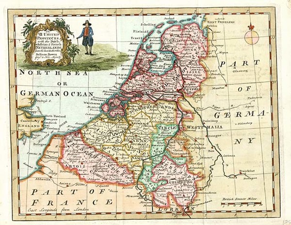 60-Europe and Netherlands Map By Emanuel Bowen