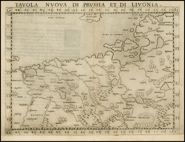 60-Poland, Baltic Countries and Germany Map By Girolamo Ruscelli