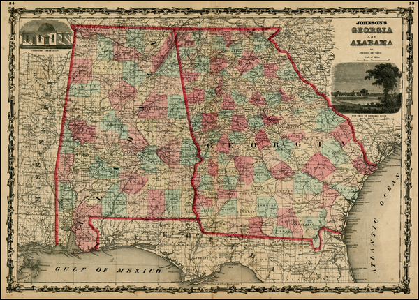 69-South and Southeast Map By Benjamin P Ward  &  Alvin Jewett Johnson