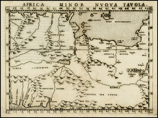 100-Mediterranean and North Africa Map By Girolamo Ruscelli