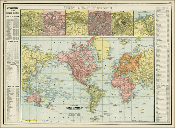 100-World and World Map By George F. Cram