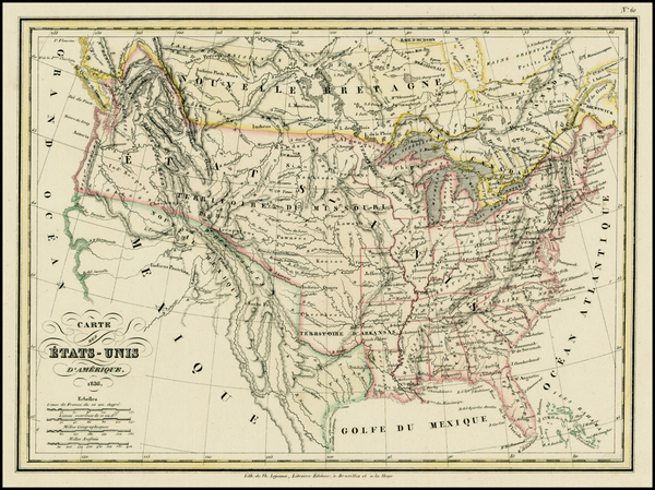 51-United States, Texas and Southwest Map By Th. Lejeune