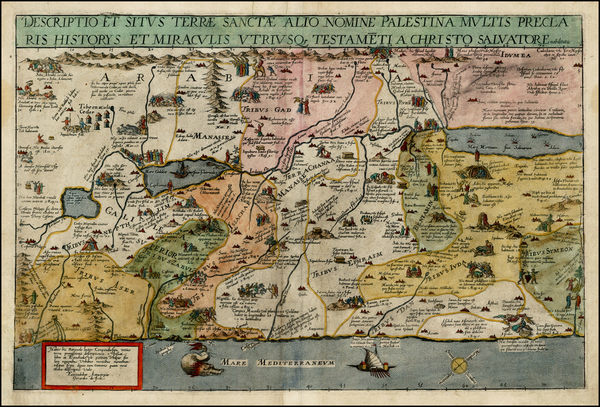 90-Holy Land Map By Gerard de Jode