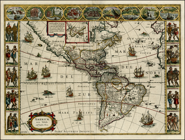 4-North America, South America and America Map By Willem Janszoon Blaeu