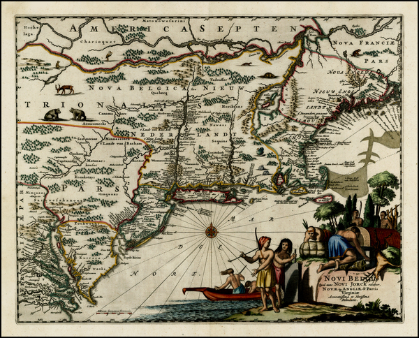 56-New England and Mid-Atlantic Map By John Ogilby / Arnoldus Montanus