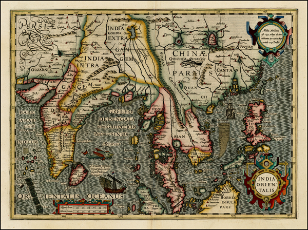 28-China, India, Southeast Asia and Philippines Map By Jodocus Hondius