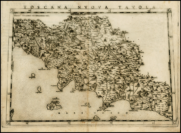 44-Italy Map By Girolamo Ruscelli