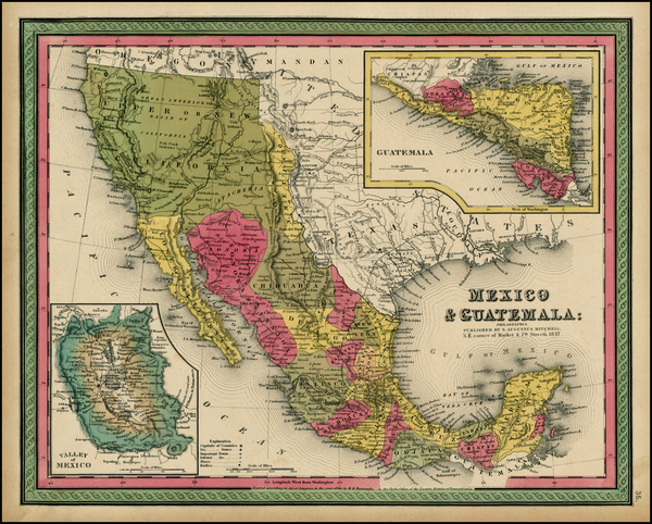 58-Texas, Southwest, Mexico and California Map By Samuel Augustus Mitchell