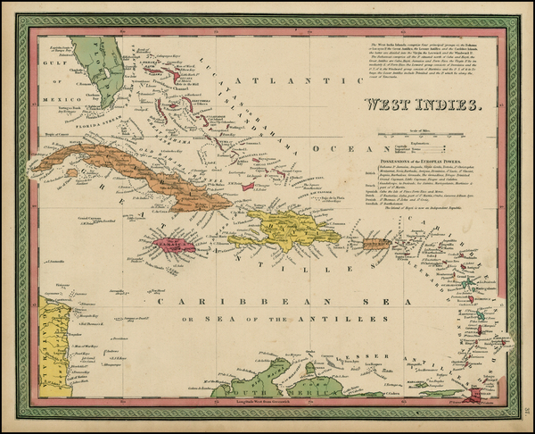 73-Southeast and Caribbean Map By Samuel Augustus Mitchell