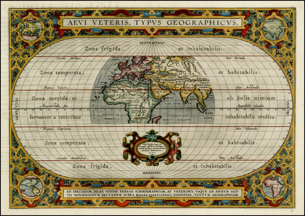 54-World and World Map By Abraham Ortelius