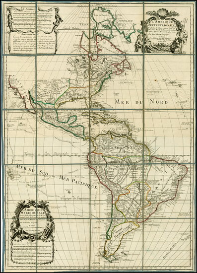 74-North America and South America Map By Guillaume De L'Isle