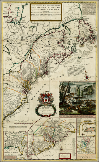 57-United States, New England, Mid-Atlantic and Southeast Map By Herman Moll