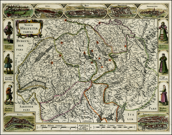 53-Switzerland Map By Jodocus Hondius