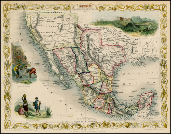 1-Texas, Southwest, Rocky Mountains, Mexico and California Map By John Tallis