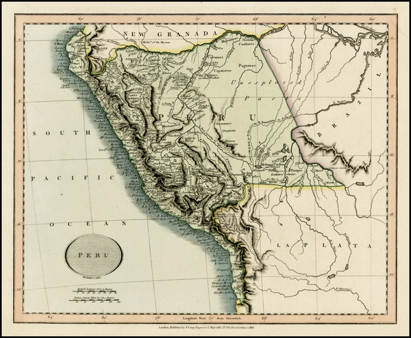 61-South America Map By John Cary