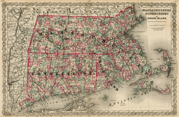 39-New England Map By G.W.  & C.B. Colton