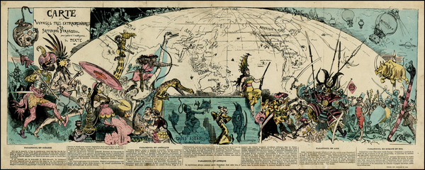 8-World, World and Curiosities Map By Albert Robida