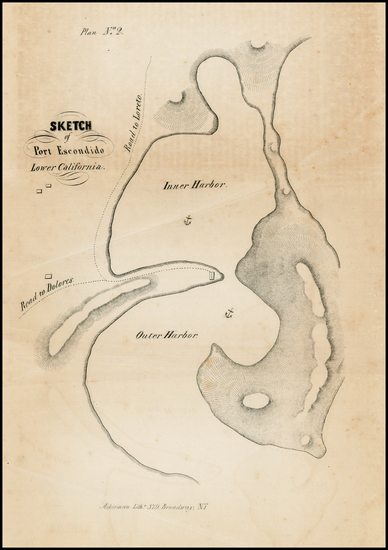 73-Baja California and California Map By Ackerman Lithg.