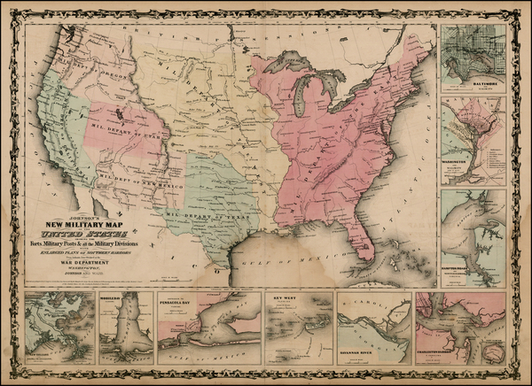 9-United States Map By Benjamin P Ward  &  Alvin Jewett Johnson