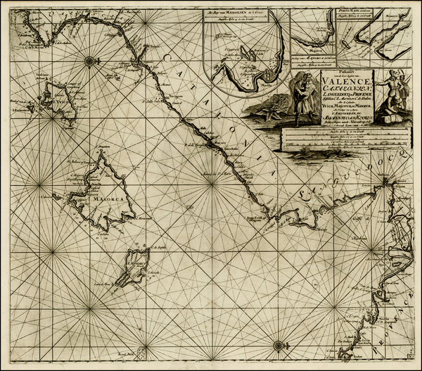 82-France, Spain, Mediterranean and Balearic Islands Map By Johannes Van Keulen