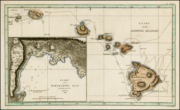 73-Hawaii and Hawaii Map By James Cook