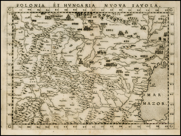 81-Poland, Hungary, Czech Republic & Slovakia and Baltic Countries Map By Girolamo Ruscelli