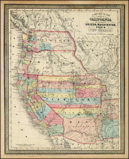 56-Southwest, Rocky Mountains and California Map By Charles Desilver